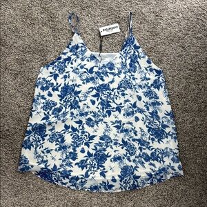 Zeagoo Blue and White Fitted Camisole Top